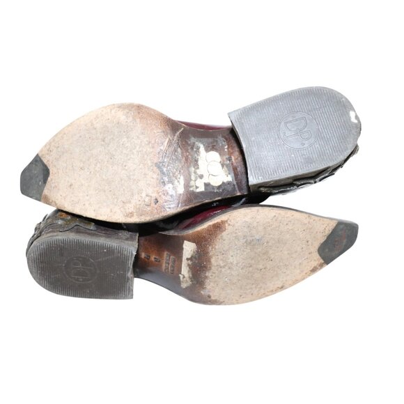 DONALD J. PLINER Italian Boots Western Black Cherry Patent Leather Ankle Boots 6 - Picture 10 of 11